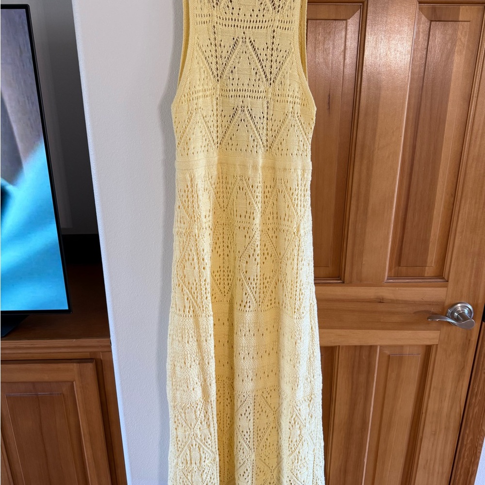 Zara Yellow Crochet Maxi Dress